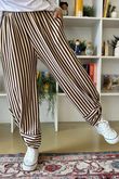 The Sunday Morning Stripe Twist Pant Chocolate Sand